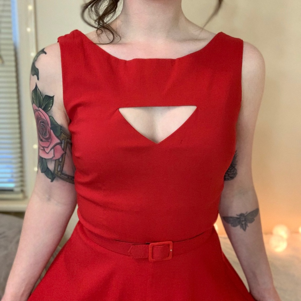 Bettie Paige Red Retro-Inspired Sailor Dress SizeS